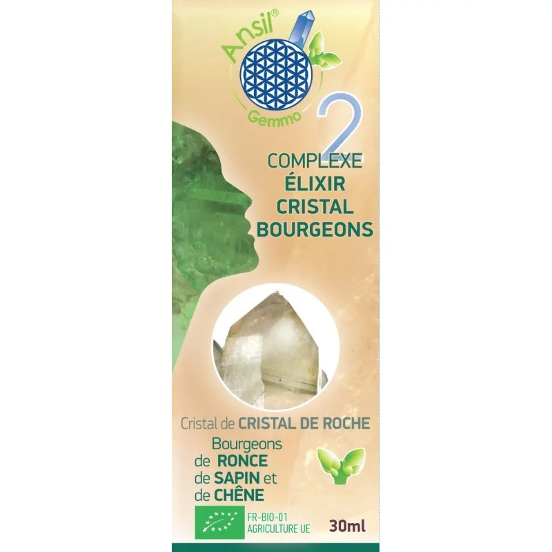 Étui Élixir de cristal de roche et bourgeons de ronce, sapin, chêne - N°2 - 30 ml - Ansil - Étui Élixir de cristal de roche et bourgeons de ronce, sapin, chêne - N°2 - 30 ml - Ansil -